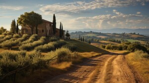 Tuscan landscapes. Picturesque vineyards. Countryside. Scenic beauty